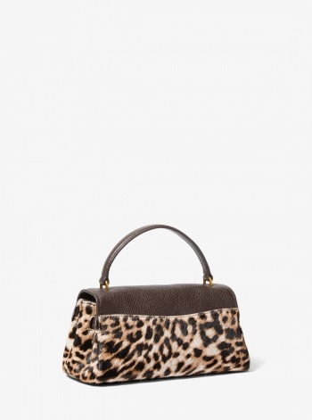 Michael Kors Hamilton Moderne Extra-Small Leather and Leopard Print Calf Hair Slouchy Crossbody Bag