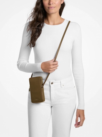 Michael Kors Jet Set Small Pebbled Leather Smartphone Crossbody Bag