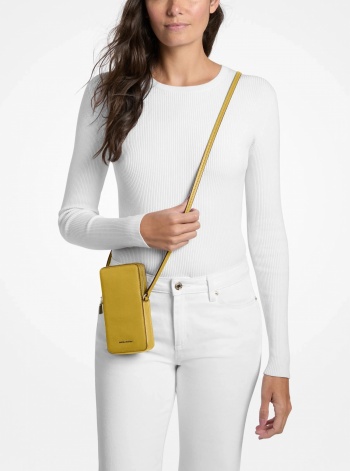 Michael Kors Jet Set Small Pebbled Leather Smartphone Crossbody Bag