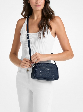 MICHAEL Michael Kors Jet Set Small Studded Pebbled Leather Camera Crossbody Bag