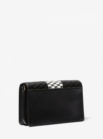Michael Kors Jet Set Medium Logo Embossed Leather Crossbody Bag