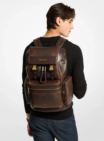 Michael Kors Mens Hudson Burnished Leather Backpack