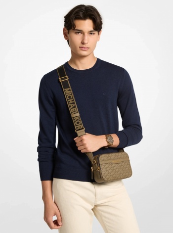 Michael Kors Mens Hudson Signature Logo Camera Crossbody Bag
