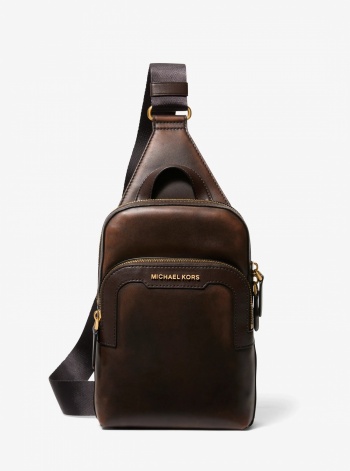 Michael Kors Mens Hudson Burnished Leather Sling Bag