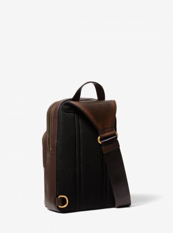 Michael Kors Mens Hudson Burnished Leather Sling Bag