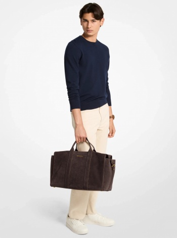 Michael Kors Mens Nicholas Medium Suede Slouch Duffel Bag