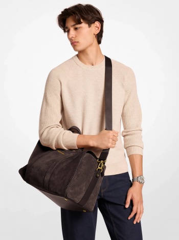 Michael Kors Mens Nicholas Medium Suede Slouch Duffel Bag