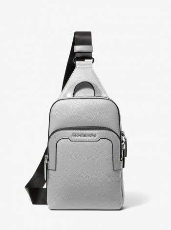 Michael Kors Mens Hudson Medium Pebbled Leather Double-Zip Sling Bag