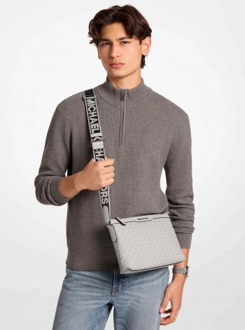 Michael Kors Mens Hudson Signature Logo Messenger Bag