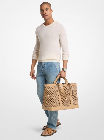 Michael Kors Mens Whitley Medium Hand-Woven Tote Bag