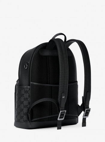 Michael Kors Mens Jet Set Medium Logo Debossed Pebbled Leather Backpack