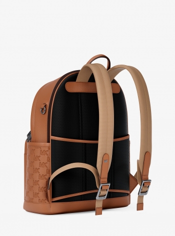 Michael Kors Mens Jet Set Medium Logo Debossed Pebbled Leather Backpack