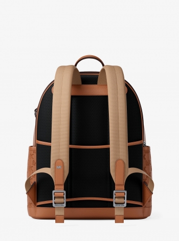 Michael Kors Mens Jet Set Medium Logo Debossed Pebbled Leather Backpack