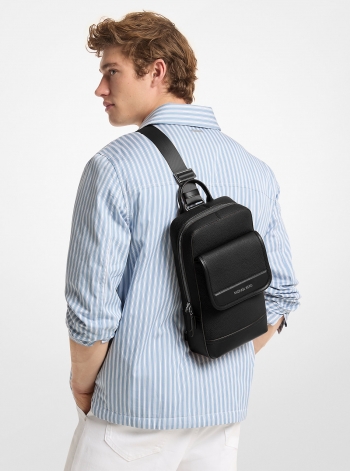 Michael Kors Mens Jet Set Pebbled Leather Sling Pack