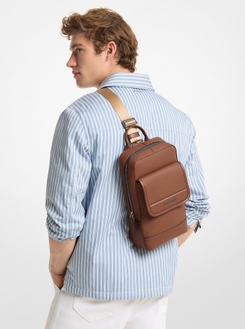 Michael Kors Mens Jet Set Pebbled Leather Sling Pack