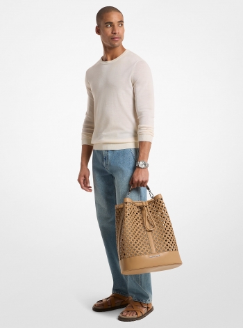 Michael Kors Mens Whitley Medium Hand-Woven Backpack