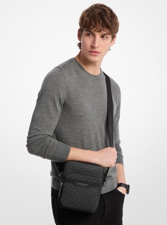 Michael Kors Mens Hudson Mini Signature Logo Flight Bag