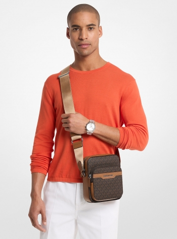 Michael Kors Mens Hudson Mini Signature Logo Flight Bag