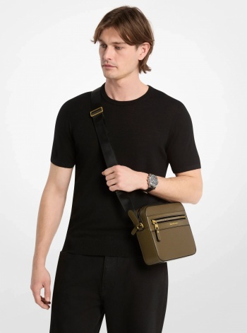Michael Kors Mens Jet Set Pebbled Leather Crossbody Bag