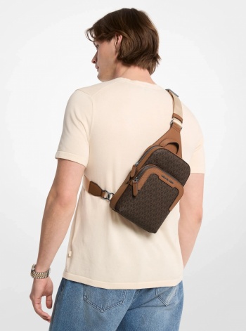 Michael Kors Mens Hudson Signature Logo Sling Pack