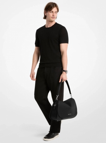 Michael Kors Mens Holmes Extra-Large Pebbled Leather Convertible Messenger Bag