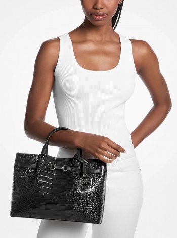 MICHAEL Michael Kors Carson Medium Crocodile Embossed Satchel