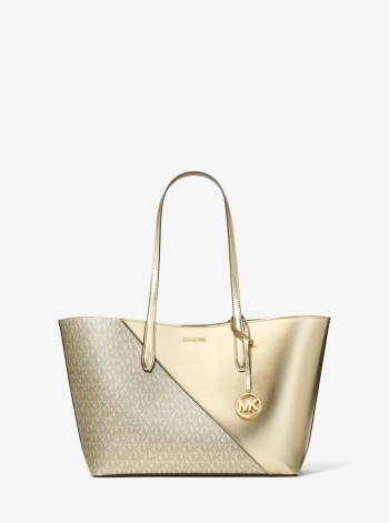 Avalon Medium Metallic and Signature Logo Tote Bag