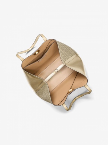 Avalon Medium Metallic and Signature Logo Tote Bag