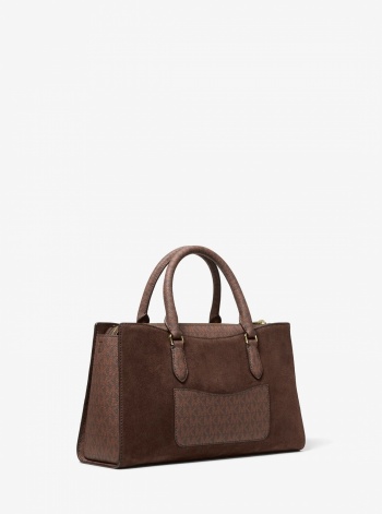 Arden Medium Signature Logo Top-Zip Satchel