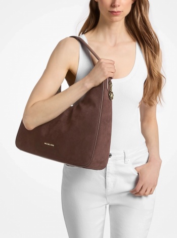 Nayla Medium Suede Hobo Shoulder Bag