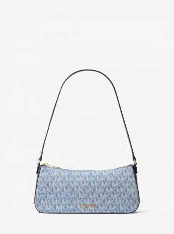 Sammy Small Signature Logo Print Denim Pochette