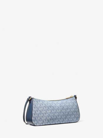 Sammy Small Signature Logo Print Denim Pochette