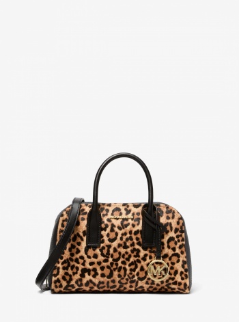Ashton Small Leopard Print Calf Hair Messenger Bag