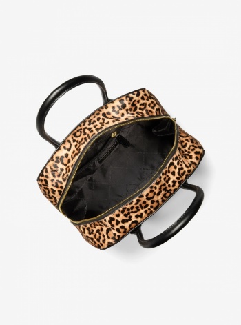 Ashton Medium Leopard Print Calf Hair and Smooth Satchel