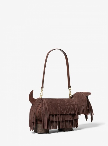 Scottie Dog Small Suede Shoulder Bag