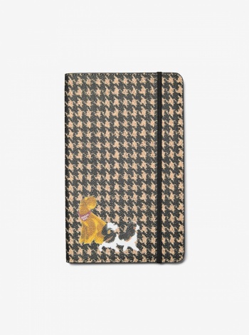 Medium Embellished Houndstooth Print Notebook