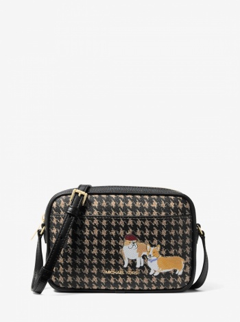 Jet Set Travel Small Houndstooth Print Camera Crossbody Bag