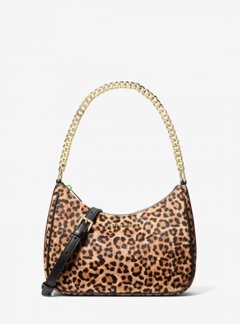 Jet Set Travel Large Leopard Print Calf Hair Convertible Pochette