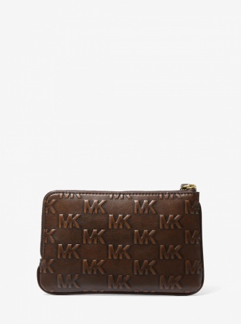 Jet Set Travel Small Burnished Logo Embossed Wristlet