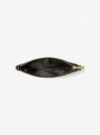 Jet Set Travel Leopard Print Calf Hair Wristlet
