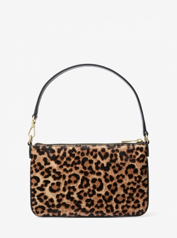 Jet Set Travel Leopard Print Calf Hair Wristlet