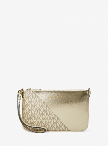 Jet Set Travel Metallic and Signature Logo Wristlet