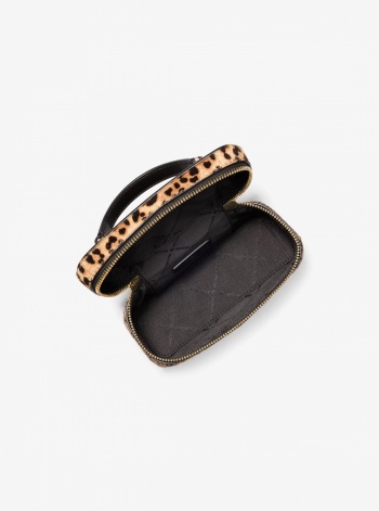 Vivi Small Leopard Print Calf Hair Vanity Crossbody Bag