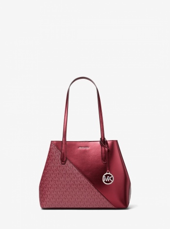 Avalon Medium Metallic and Signature Logo Tote Bag