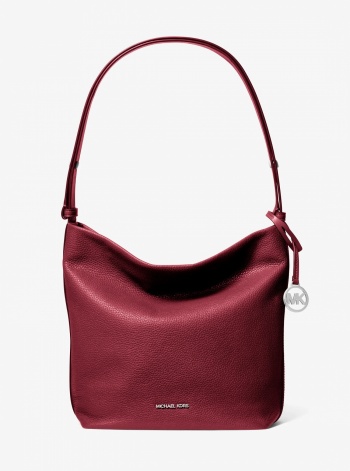 Roey Medium Pebbled Leather Bucket Messenger Bag