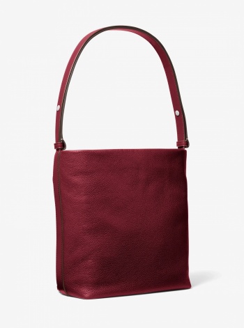 Roey Medium Pebbled Leather Bucket Messenger Bag