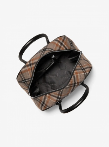 Ashton Medium Smooth And Plaid Wool Blend Satchel