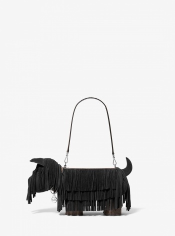 Scotty Dog Small Suede Shoulder Bag