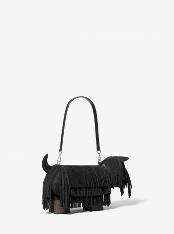 Scotty Dog Small Suede Shoulder Bag