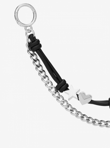 Silver-Tone Charm and Chain Bag Charm